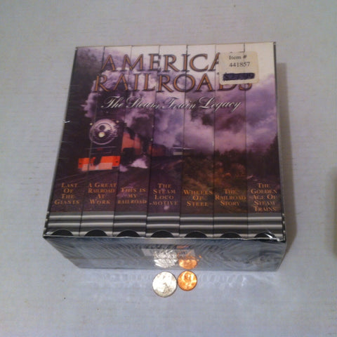 Vintage 1995 America Railroad The Steam Train Legacy, Made in USA, Still New and Unopened, Trains, Locomotives, 7 VHS tape Set, Shelf Decor