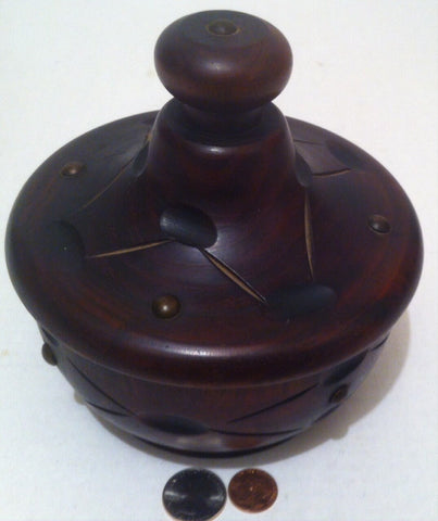 Vintage Wooden Round Storage Box, Unique Design, Quality Hardwood, Quality Art Work, Carved Box, Stash Box, Table Decor, Shelf Display, 6 x
