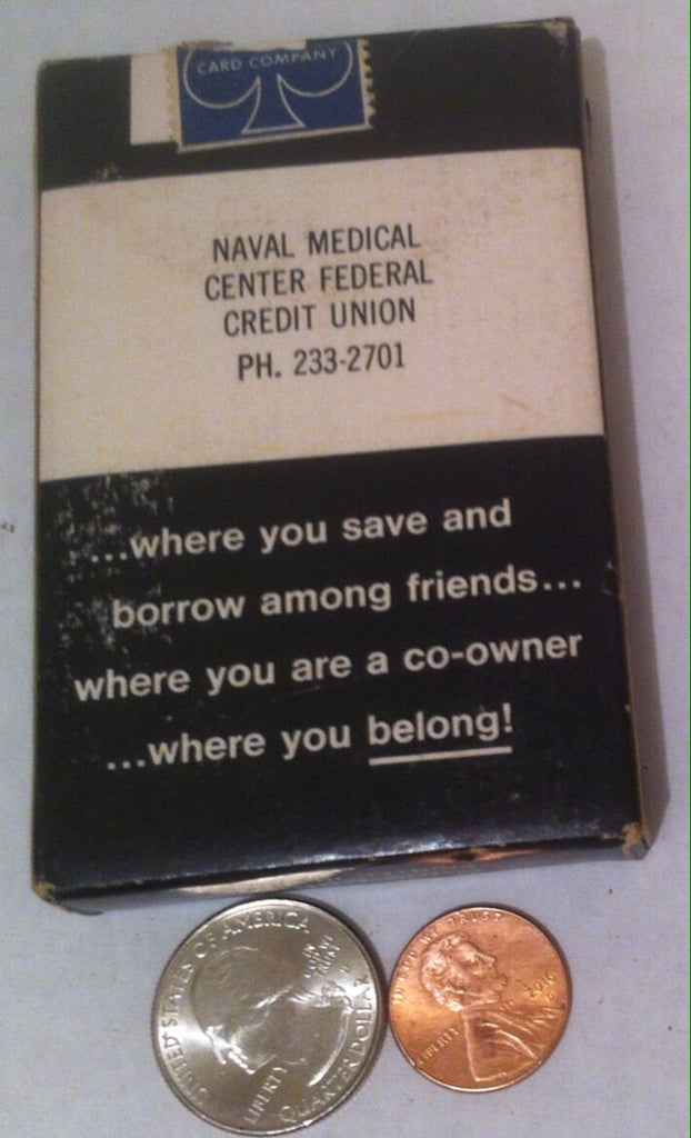 Vintage Poker Playing Cards, Naval Medical Center Federal Credit Union, Black, 5 Card Stud, 21, Poker, Playing Cards, Made in USA,  Gambling