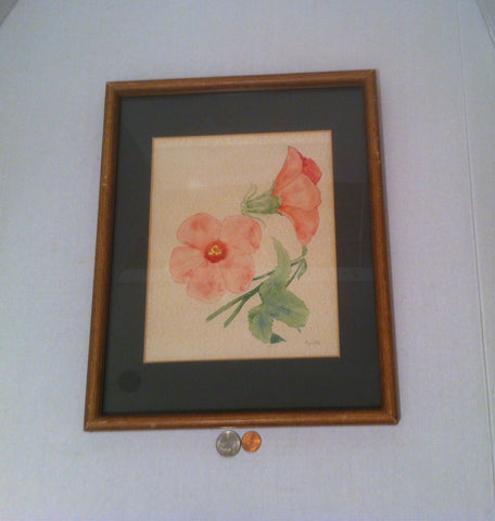 Vintage 1986 Picture with Flowers, 15 x 11, Wall Decor, Picture Decor, Wall Hanging