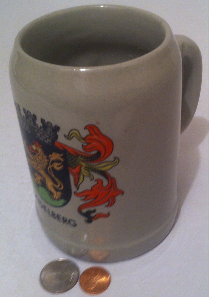 Vintage W. Germany Stein Mug, Cup, Heidelberg, Beer, Alcohol, Shelf Display, Home Decor, Thick Quality Crafted Mug, Stein