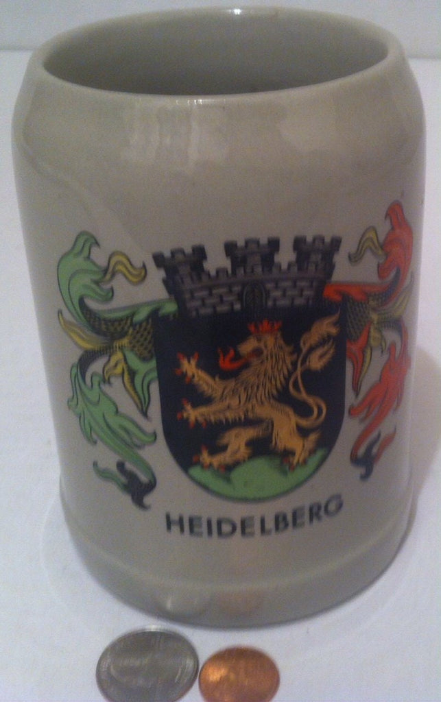 Vintage W. Germany Stein Mug, Cup, Heidelberg, Beer, Alcohol, Shelf Display, Home Decor, Thick Quality Crafted Mug, Stein