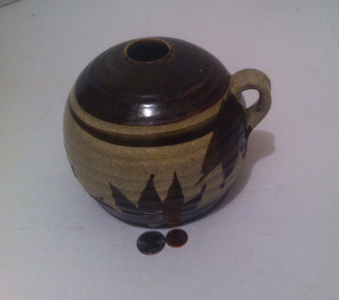 Vintage Ceramic Round Jug, Container, Nice Design, Moonshine Looking Jug, Home Decor, Shelf Display, Old Handmade Ceramic Whisky Jug, Decor