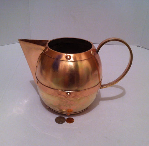 Vintage Big Size Metal Copper and Brass Beer Stein, Mug, Cup, Shelf Decor, Bar Decor, Big Size Metal Cup, Needs A Good Shining Up Again