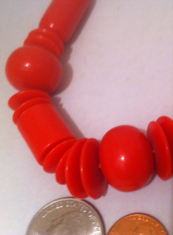 Vintage Ladies Necklace, Choker, Round Red Necklace, 16" Long, Jewelry, Clothing Accessory, Fashion, Nice Quality, Vintage Jewelry