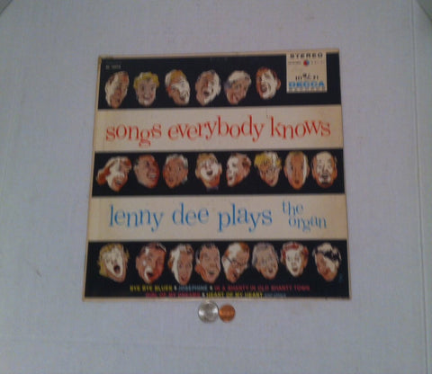 Vintage Record Album, Lenny Dee, Songs Everybody Knows, Organ, LP, Vinyl Record, Recorded Music, Phonograph Record