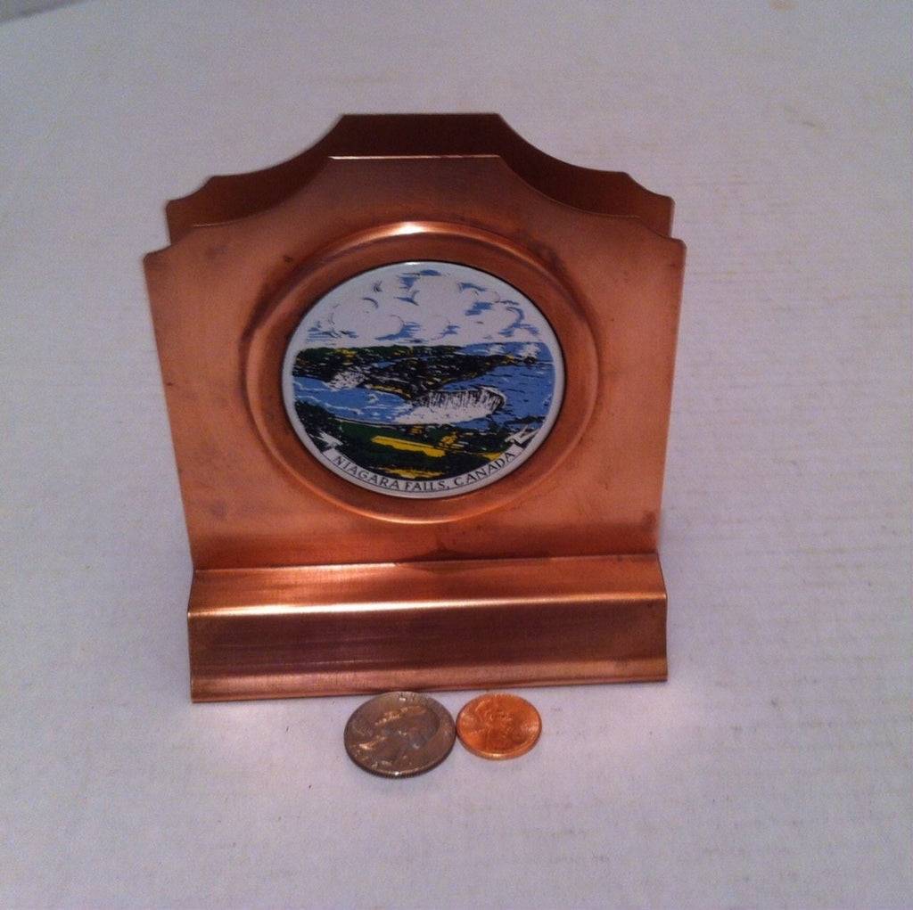 Vintage Copper Metal Napkin Holder, Niagara Falls, Home Decor, Shelf Display, Kitchen Decor.   This can be shined up even more.