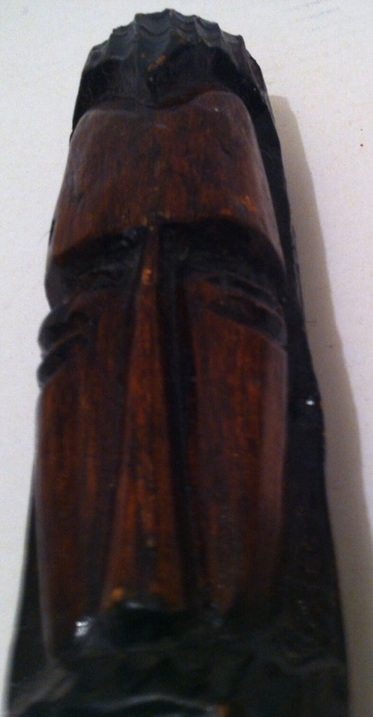 Vintage Wooden Man Face Statue, Bearded Man, Wood Hand Carved Statue Sculpture, 9 1/2" Tall, Home Decor, Shelf Display, Art, Quality Wood