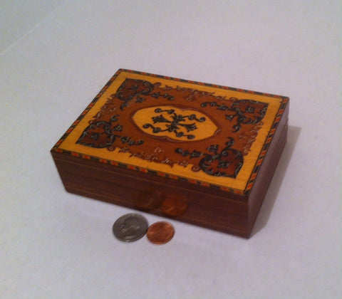 Vintage Wooden Shiny Glossy Wooden Storage Box, Stash Box, 5 1/2" x 4" x 1 3/4", Quality Wooden Storage Box