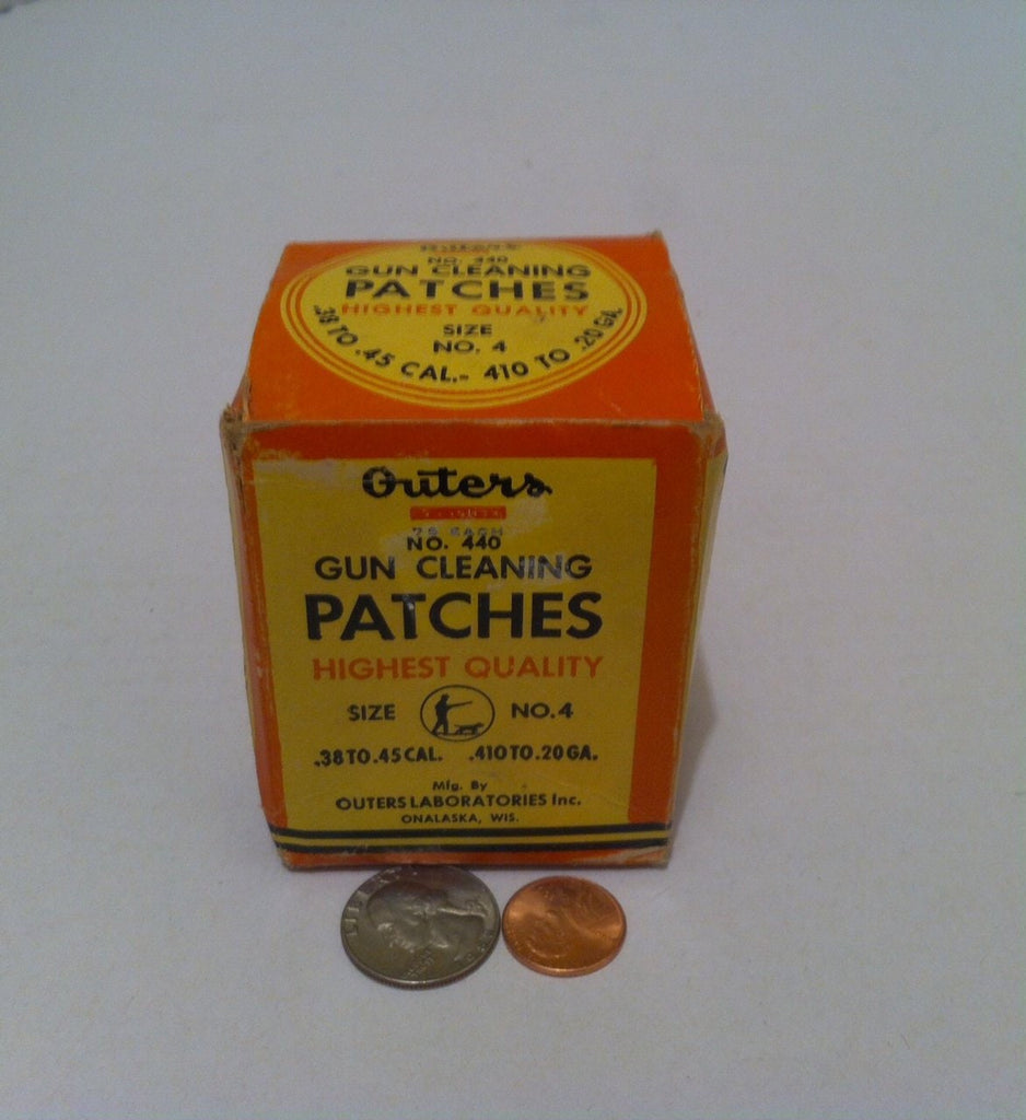 Vintage Original Box Outers Gun Cleaning Patches, Orange and Yellow Box, Made in Wisconsin