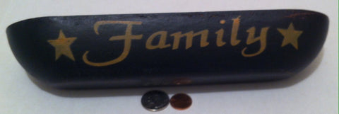 Vintage Wooden Box, Bowl, with Family on One Side, and Believe on the Other Side, 10" x 3" x 2", Home Decor, Table Display, Shelf Display