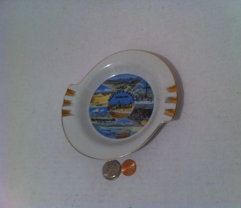 Vintage Ceramic Porcelain Ashtray, Cigarettes, Chicago Area, Made in Japan, Gold Trim, Scotty's Castle, 6" Wide, Home Décor, Table Décor