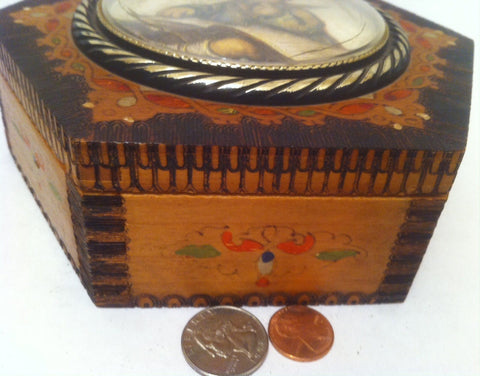 Vintage Wooden Storage Box, Stash Box, 5 Sided Box, Quality Handmade Box, 6" x 2 1/2", Dresser Decor, Table Display, Shelf Display