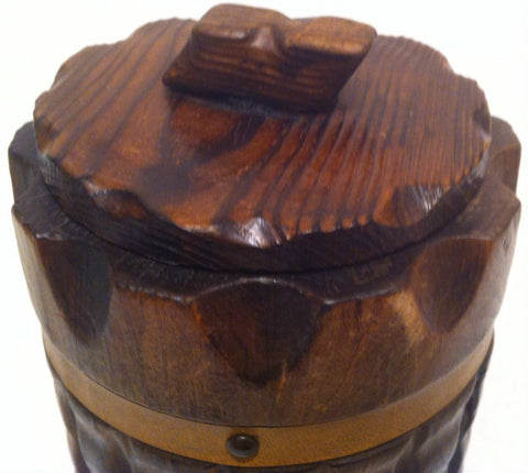 Vintage Wooden Round Wood Storage Box, Stash Box, Handcrafted in Spain, Heavy Duty Quality, 6" x 4 1/2", Table Décor, Shelf Display, Home