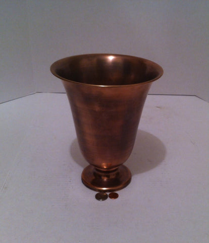 Vintage Metal Copper Vase, Flowers, Heavy Duty, 9" x 7 1/2", Home Decor, Table Display, Shelf Display.