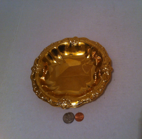 Vintage 24 KT Gold Electroplated Dish, Made in USA, International Silver Co, Quality Dish, 7 1/2" Wide, Home Décor, Table Display