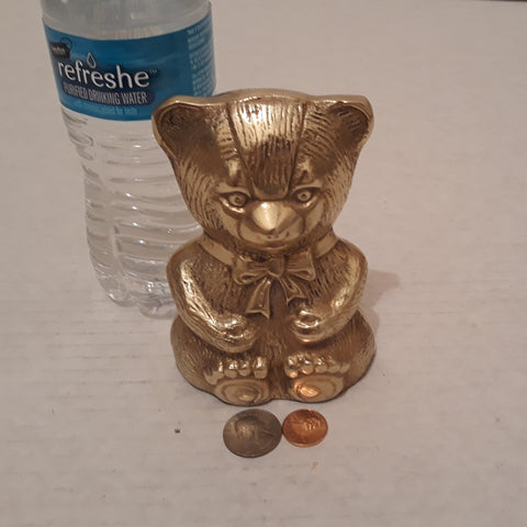 Vintage Solid Brass Teddy Bear Statue, Figure, 5 1/2" Tall, Weighs 2 Pounds, Heavy Duty, Home Decor, Table Decor, Shelf Display