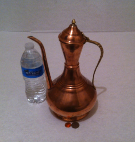 Vintage Metal Copper and Brass Pitcher, Vase, 12" Tall, Home Decor, Table Display, Shelf Display, This Can Be Shined Up Even More