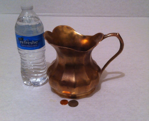 Vintage 1983 Metal Brass Pitcher, Made in Italy, 7 1/2" x 6", Heavy Duty Quality, Home Decor, Table Display, Hanging Display, Shelf Display