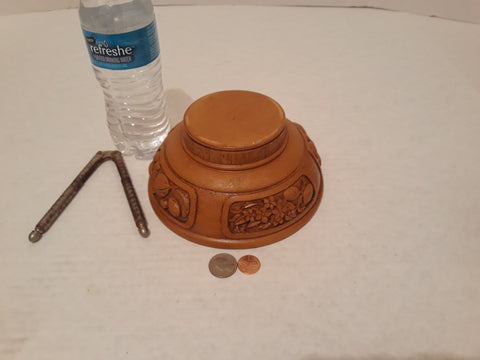 Vintage 1984 Nut Bowl with Nut Cracker, 7" Wide, Table Decor, Kitchen Display, Shelf Display, Nice Carved Nuts on Side