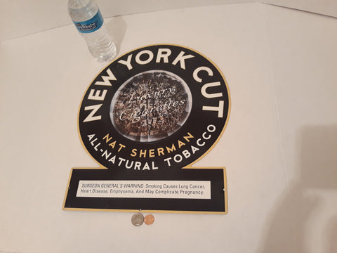 Vintage Metal Tobacco Sign, Cigarette Sign, New York Cut Tobacco, 16 1/2" x 14", New York City, Wall Decor, Home Decor