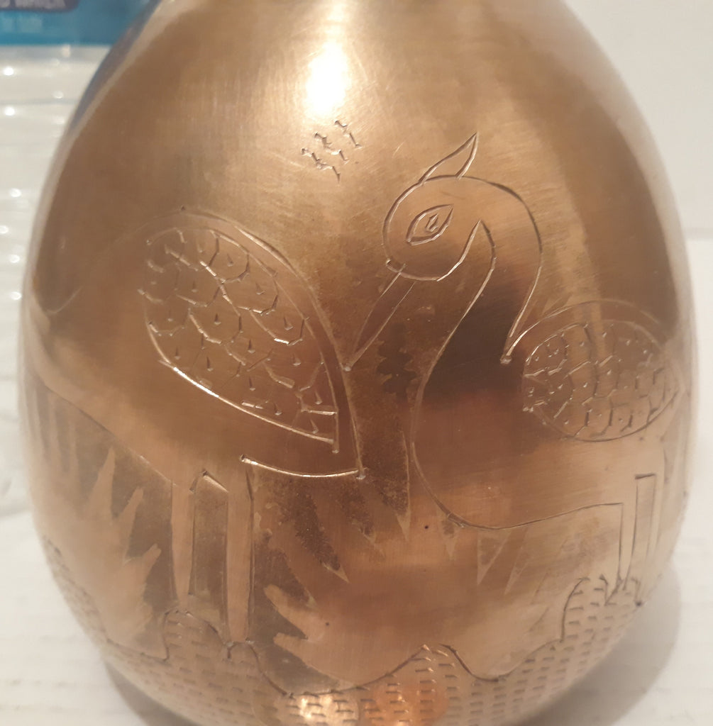 Vintage Metal Brass Vase, Intricate Swan Design, Heavy Duty Brass, 8 1/2" x 4", Home Decor, Table Display, Shelf Display, This Can Be Shined