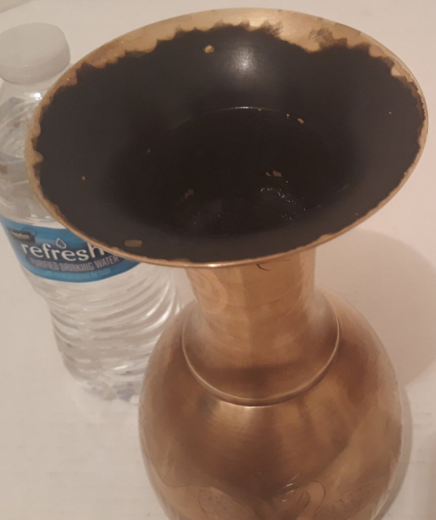 Vintage Metal Brass Vase, Intricate Swan Design, Heavy Duty Brass, 8 1/2" x 4", Home Decor, Table Display, Shelf Display, This Can Be Shined