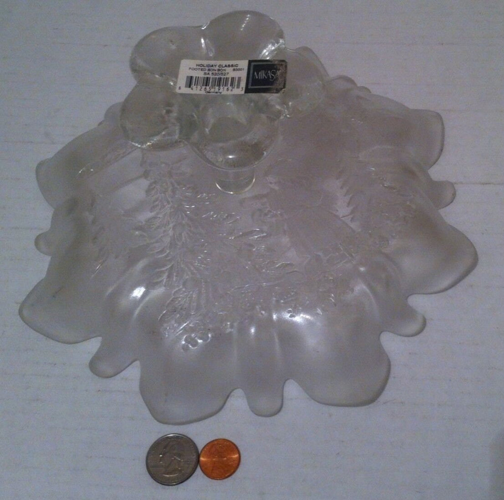 Vintage Mikasa Holiday Classics Crystal Footed Bon Bon Platter -9”, Made in Germany