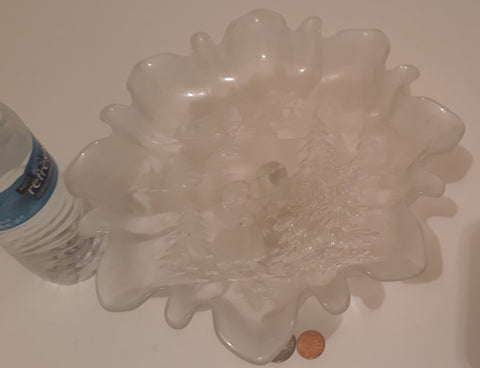 Vintage Crystal Snack Dish, Mikasa Holiday Classics Footed Bon Bon SA520 527, Made in Germany, Christmas Design, Table Decor, Shelf Display