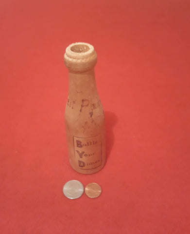 Vintage Wooden Dime Bottle, Bottle Your Dimes, Bank, West Plains, Missouri, 6" Tall, Table Decor, Shelf Display