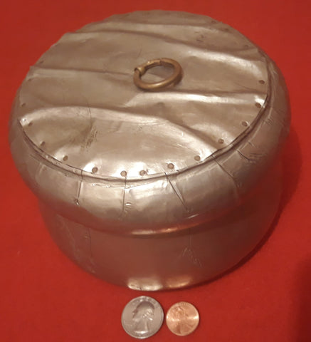 Vintage Metal and Wood Storage Box, Stash Box, Unique Storage Box, 5 1/2" x 4", Table Decor, Shelf Display.