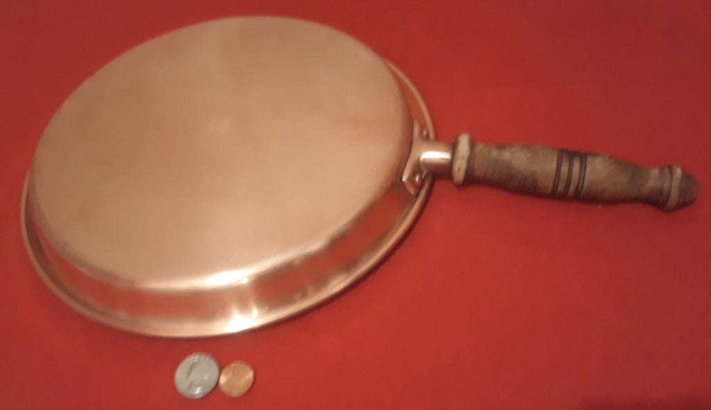 Vintage Metal Copper Crepe Frying Pan, Made in USA, New York, 17" Long and 11" Pan Size, Heavy Duty, Weighs about 2 Pounds.  Kitchen Decor
