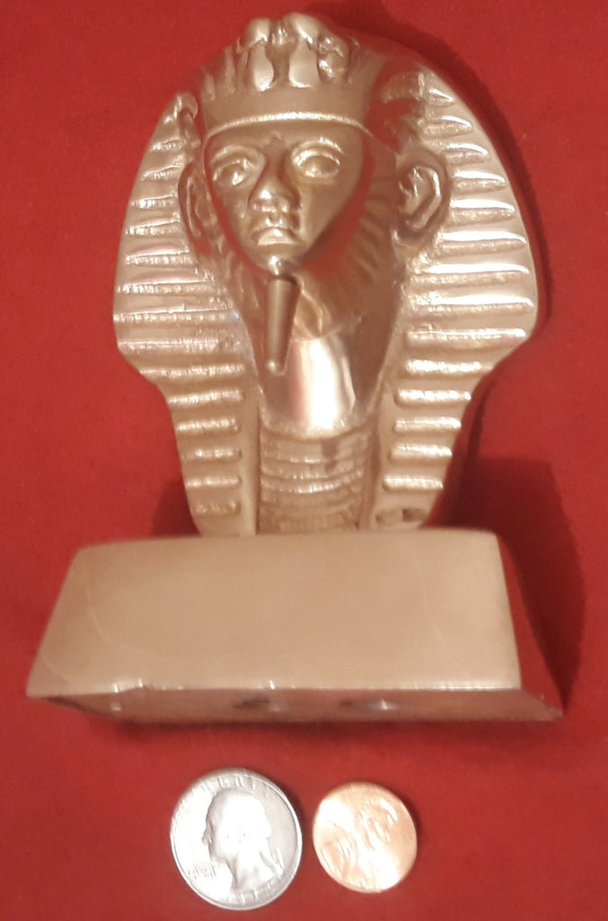 Vintage Metal Brass King Tut Type Statue, Figure, 5" x 3", Home Decor, Shelf Display, Table Display.  This Can Be Shined Up Even More