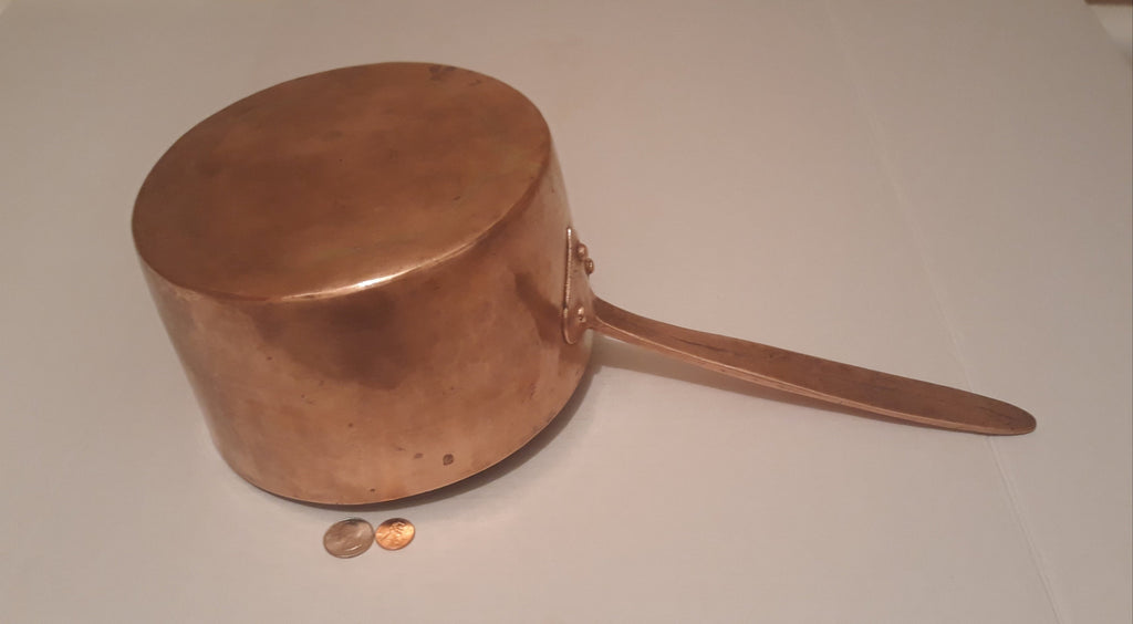 Vintage Copper Pot, Hammered Metal, Super Heavy Duty & Quality, 18" Long and 8 1/2" X 4" Pan Size, Weighs 4 1/4 Pounds, Heavy Duty Quality