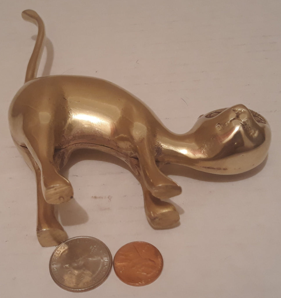 Vintage Brass Cat, Kitty, 5 1/2" x 4 1/2", Home Decor, Table Display, Shelf Display, This Can Be Shined Up Even More