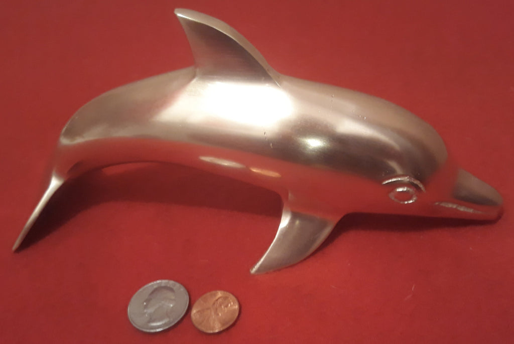 Vintage Brass Metal Dolphin, Porpoise, 8 1/2" Long, Home Decor, Shelf Display, Table Display, This Can Be Shined Up Even More