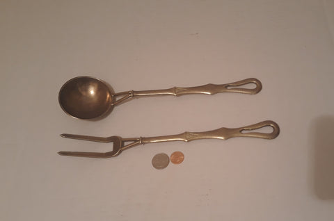 Vintage Set of Brass Metal Cookware Utensils, Kitchen Decor, Heavy Duty, 12" Long, Kitchen Decor, Wall Decor, Shelf Display