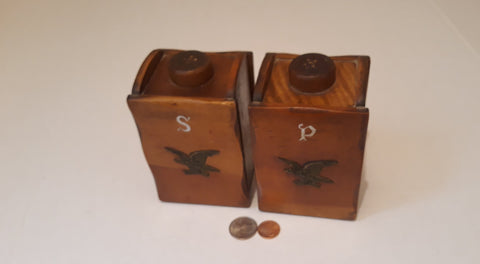 Vintage Wooden Set of Salt & Pepper Shakers, Nice Quality Shaker Set, Kitchen Decor, Table Display, Shelf Display, 5" x 3 1/4" x 2 3/4"