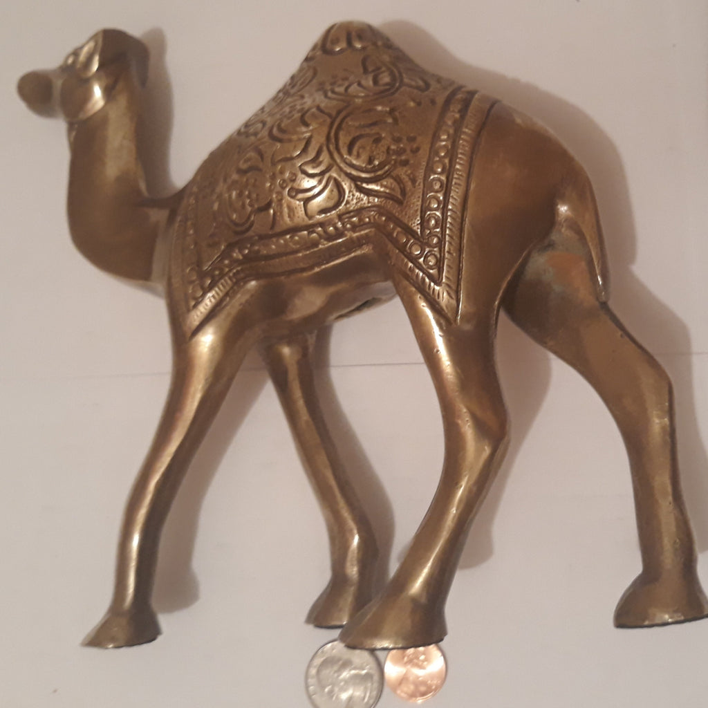 Vintage Metal Brass Camel, 9" x 8", Weighs 3 1/4 Pounds, Home Decor, Table Display, Shelf Display, This Can Be Shined Up Even More