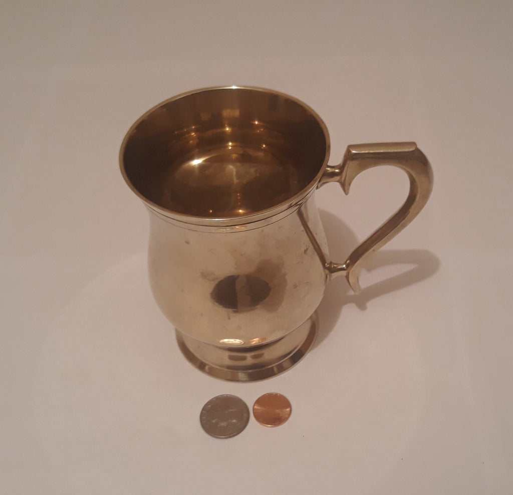 Vintage Metal Brass Mug, Stein, Cup with the Name John Engraved on the Outside.  Nice Quality Heavy Duty Brass Mug, Engraved with John