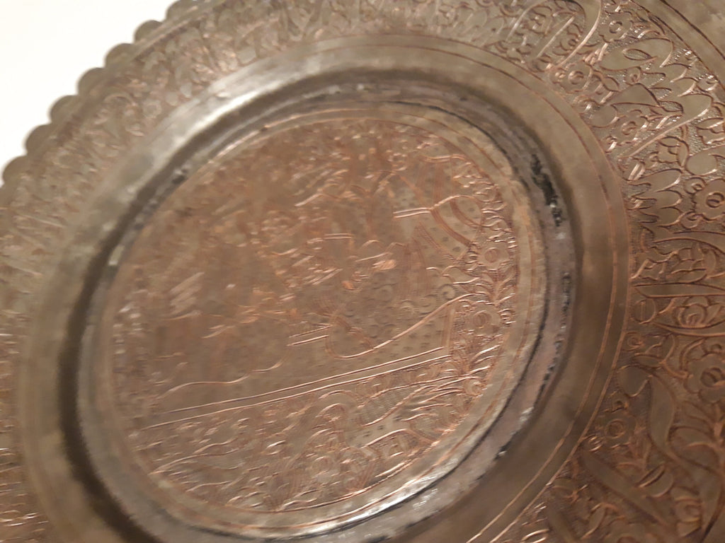 Vintage Copper Bowl, Plate, Antique, 11" Wide, Intricate Design, Heavy Duty, This Can Be Shined Up Even More