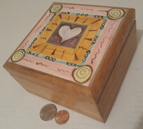 Vintage Wooden Storage Box, Stash Box, Tile Box, 5" x 5" x 3" Hand Crafted Box, Quality Box, Dresser Display, Table Display, Shelf Display