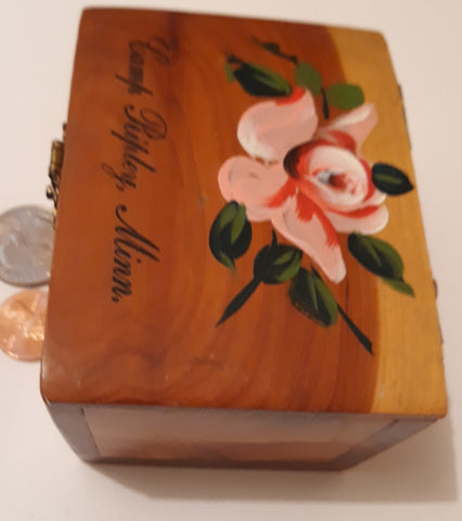 Vintage Wooden Storage Box, Stash Box, 3 1/2" x  2 1/2" x 2", Camp Ripley, Minn.  Nice Fun Quality Wooden Box, Dresser Decor