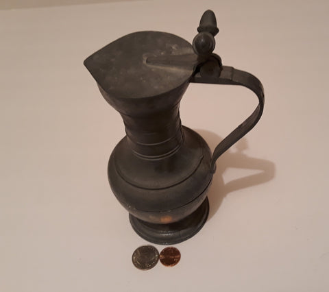 Vintage Metal Pewter Pitcher, Vase, Serving Pitcher, 7" Tall, Heavy Duty, Home Decor, Kitchen Decor, Table Display, Shelf Display