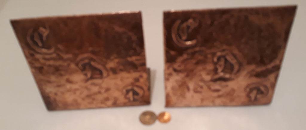 Vintage Set of Brass Covered Heavy Duty Sheet Metal, Initials, C D P, 5 1/2" x 5 1/2", Home Decor, Book Shelf Decor, Book Holders