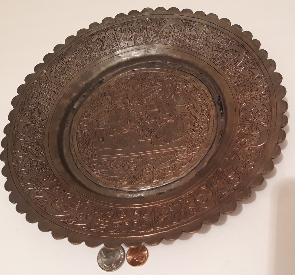 Vintage Copper Bowl, Plate, Antique, 11" Wide, Intricate Design, Heavy Duty, This Can Be Shined Up Even More