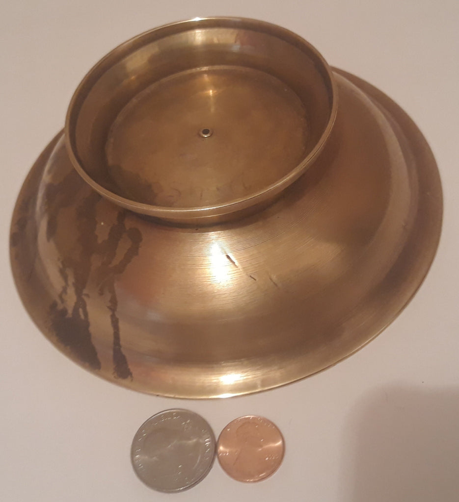 Vintage Metal Brass Bowl, Tray, 6" Wide, Intricate Peacock Design, This Can Be Shined Up Even More