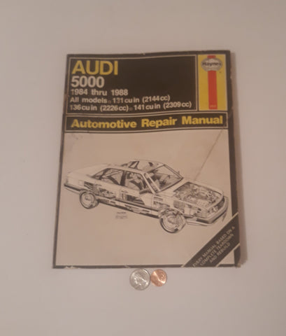 Vintage Haynes Repair Manual, Audi 5000, 1984 thru 1988, All Models