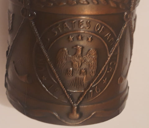 Vintage Continental Currency Drum Bicentennial Metal Coin Bank, Made in USA, Heavy Duty, 4" x 4", Really Heavy Duty, Table Decor