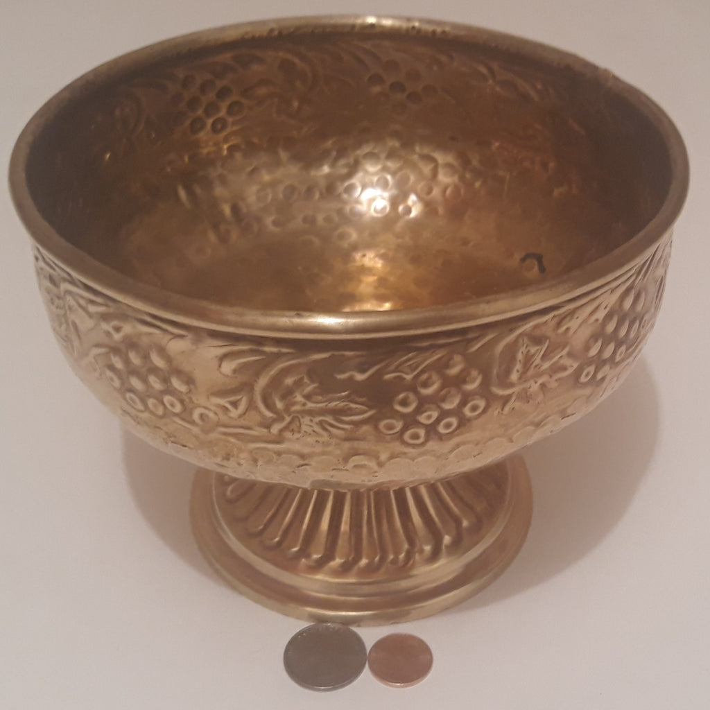 Vintage Brass Candy Bowl, Dish, Container, Planter, 7" x 5 1/2", Grape Vine Design, Home Decor, Table Decor, Shelf Display